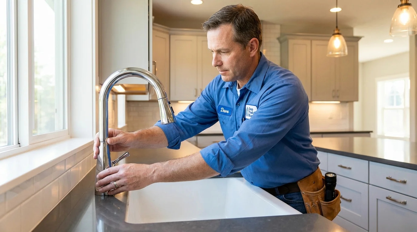 Kitchen faucet installation by Johns Plumbing LLC in North Berwick