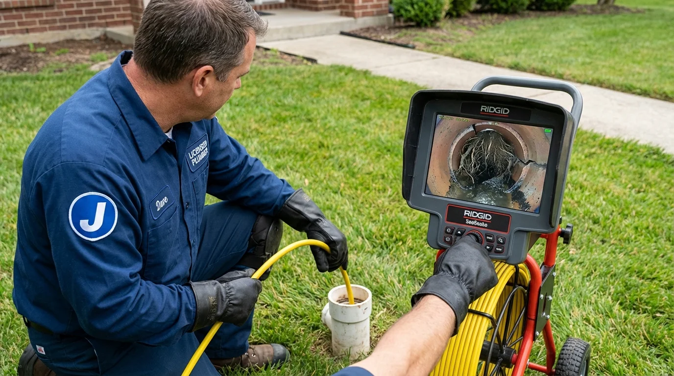 Sewer camera inspection being performed by Johns Plumbing LLC in North Berwick